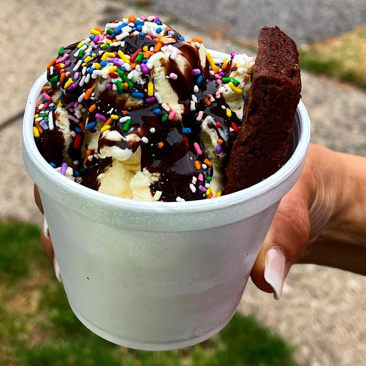 Sundae with Sprinkles and Chocolate sauce